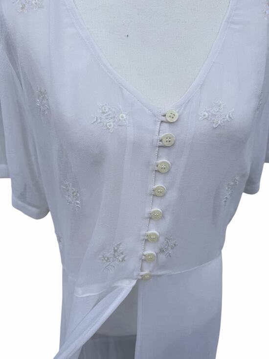 Paradise NY Dresses & Skirts - VTG 90s Ivory Sheer Maxi Dress XL Fairycore Bridal Beaded Embroidered Set